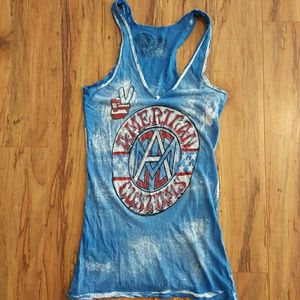 Affliction Am.Customs blue embellished tank size S